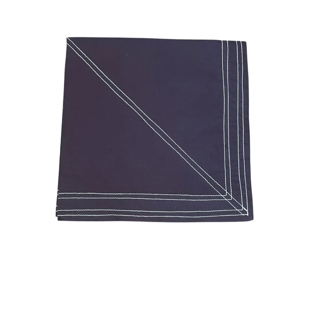 Crate & Barrel Cloth Napkin Set of 5 Brown Stitch